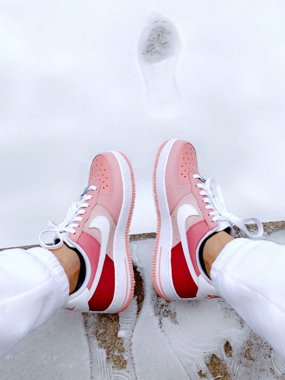 Women's Low-Top Pink Colorblock Sneakers with White Swoosh Accent - Picture 3 of 3